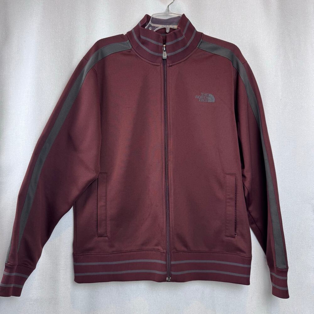 North Face Mens Brown Gray Track Jacket Full Front Zipper Pockets A Series Large